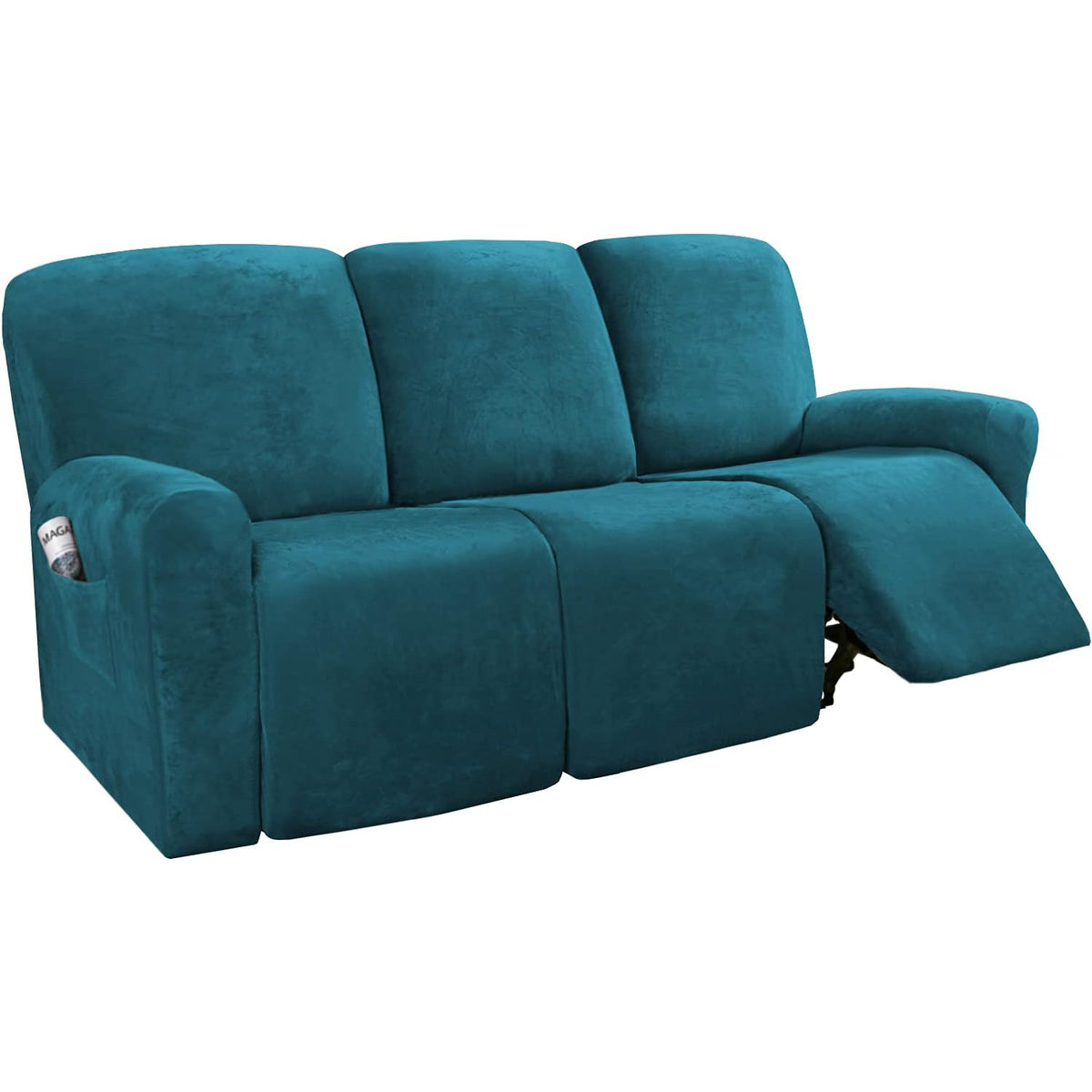Smarcute 3 Seater Velvet Recliner Chair Sofa Couch Cover 8 Pieces