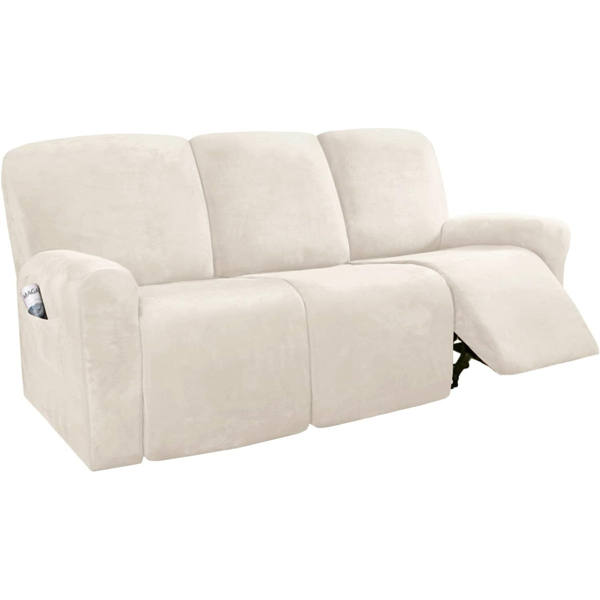 Smarcute 3 Seater Velvet Recliner Chair Sofa Couch Cover 8 Pieces