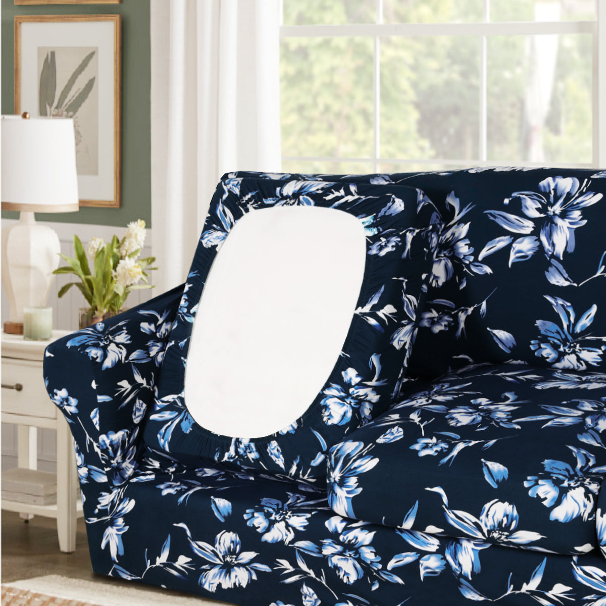 Smarcute 3 Seater Stretch Floral Pattern 4 Pieces Seperated Sofa Covers