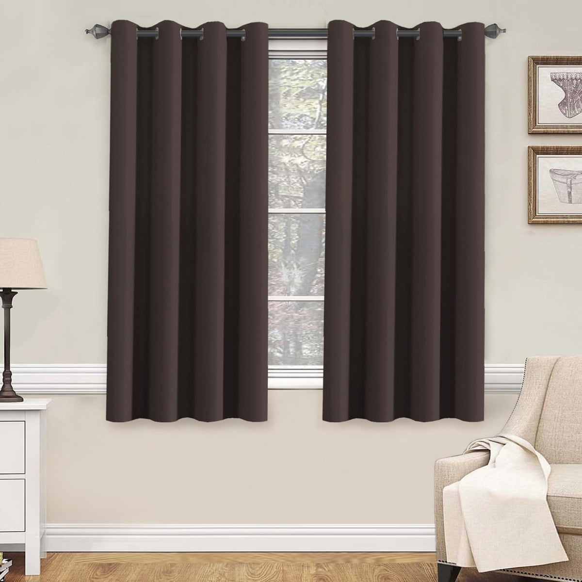 Smarcute Blockout Grommet Solid Curtain - 2X 132x160cm
