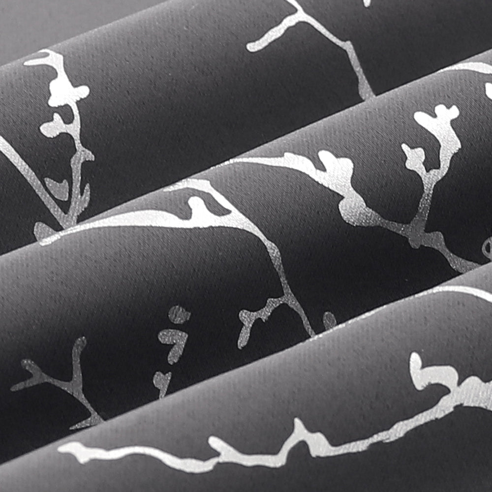 Smarcute Blockout Foil Print Twig Tree Grommet Curtain - 2X 132x243cm