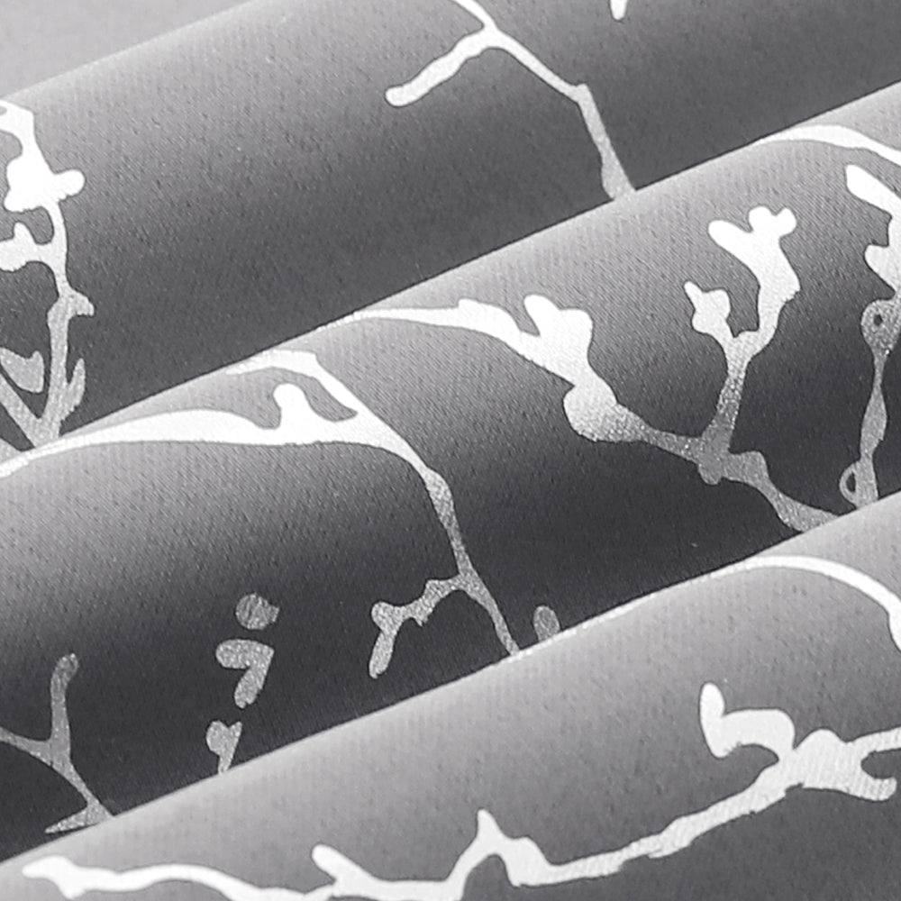 Smarcute Blockout Foil Print Twig Tree Grommet Curtain - 2X 132x213cm