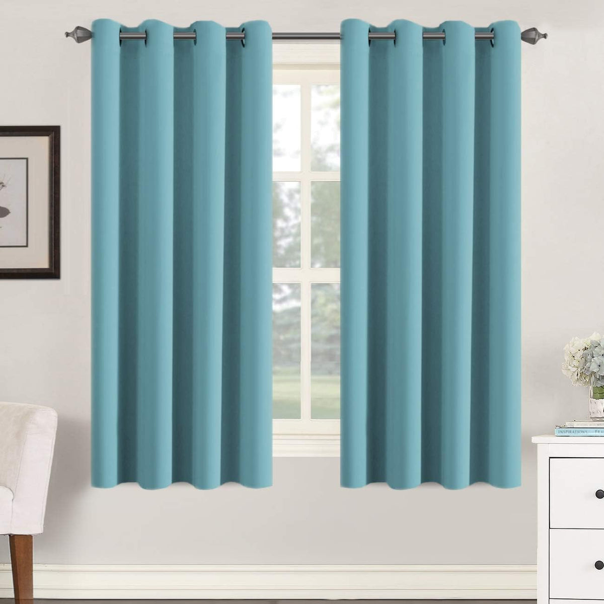Smarcute Blockout Grommet Solid Curtain - 2X 132x160cm