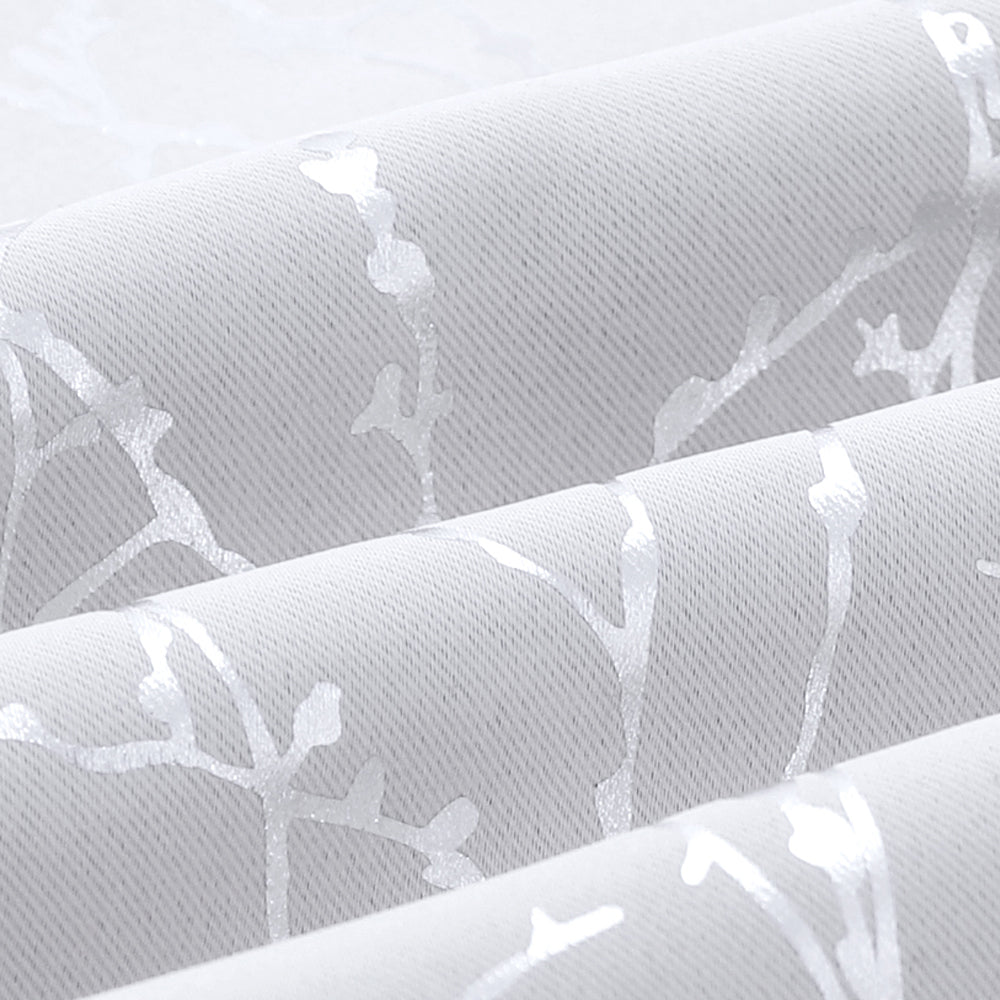 Smarcute Blockout Foil Print Twig Tree Grommet Curtain - 2X 132x213cm
