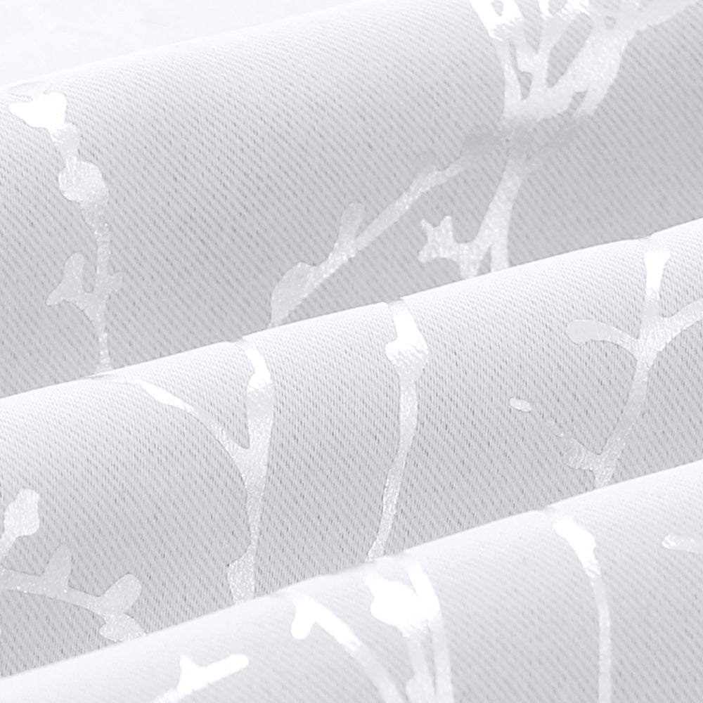 Smarcute Blockout Foil Print Twig Tree Grommet Curtain - 2X 132x213cm
