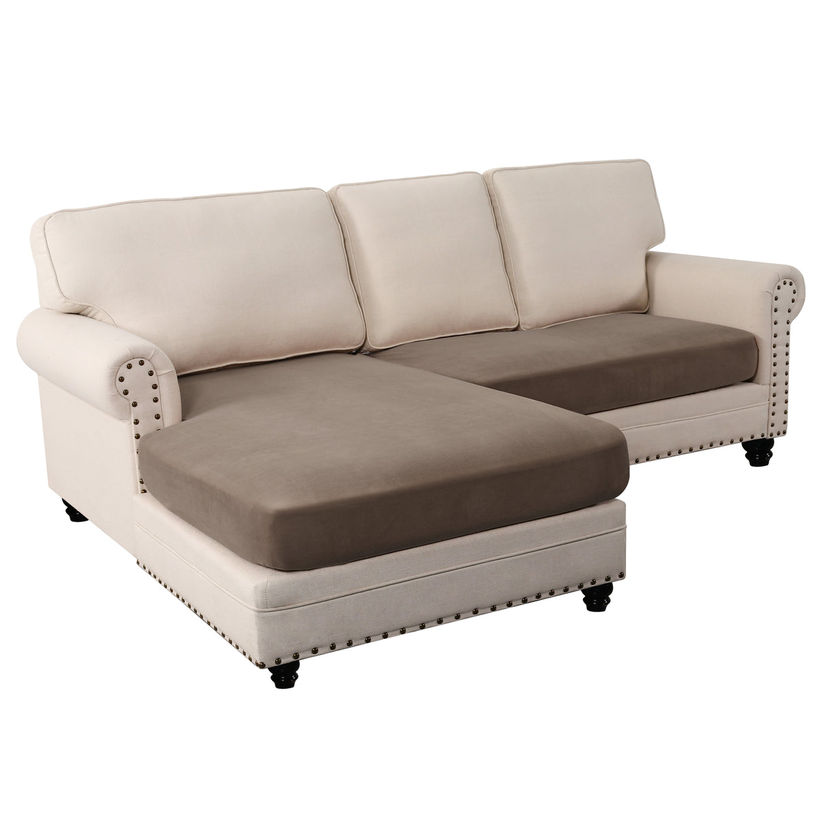 Smarcute 2 Piece Velvet Cushion Seat Covers for L Shape Sectional Sofa