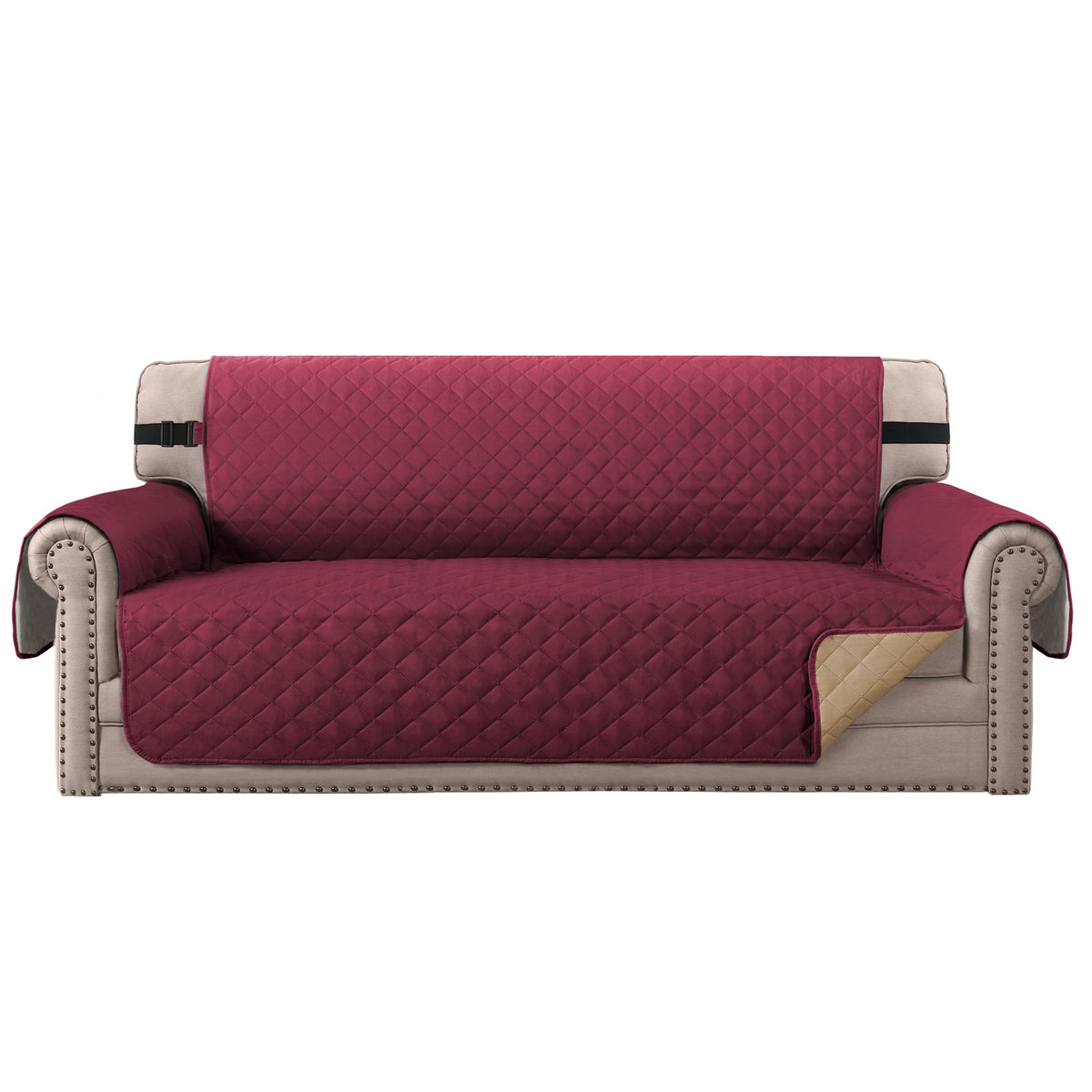 Smarcute 3 Seater Quilted Reversible Sofa Cushion with Straps