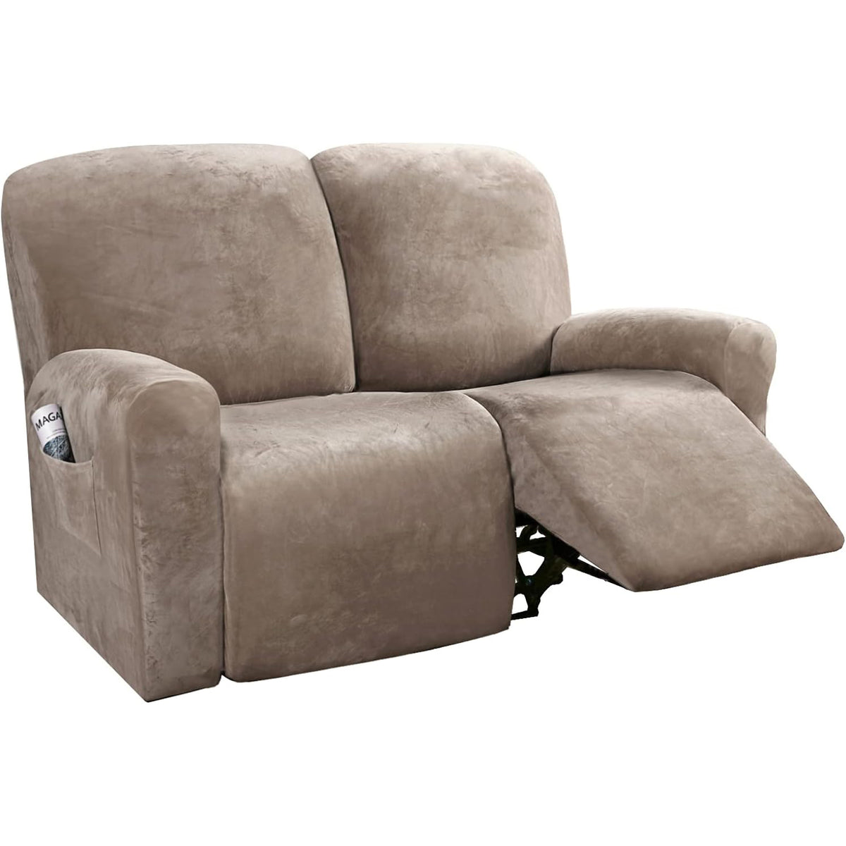 Smarcute 2 Seater Velvet Recliner Chair Sofa Couch Cover 6 Pieces