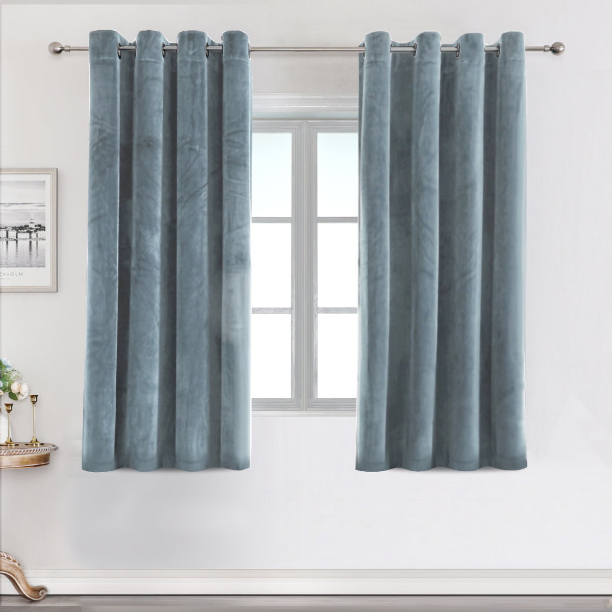 Smarcute Velvet Room Darkening Grommet Curtain - 2X 132x160cm