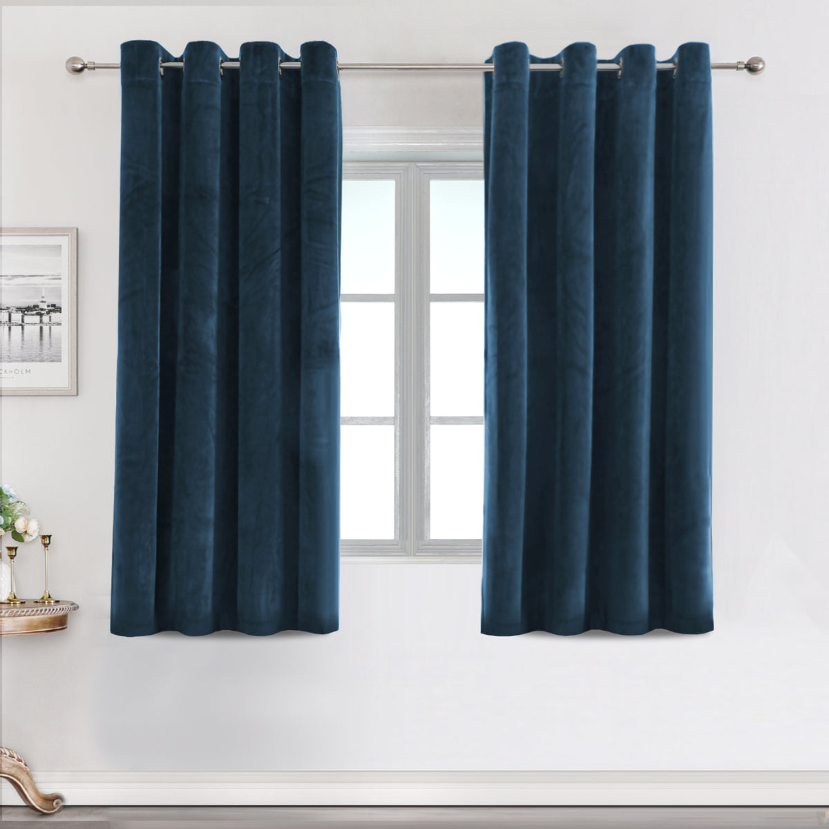Smarcute Velvet Room Darkening Grommet Curtain - 2X 132x160cm