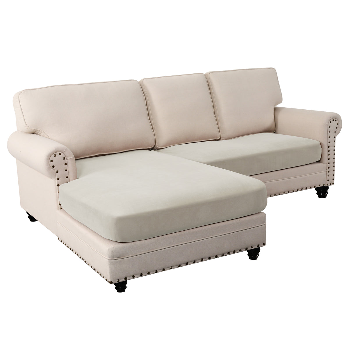 Smarcute 2 Piece Velvet Cushion Seat Covers for L Shape Sectional Sofa