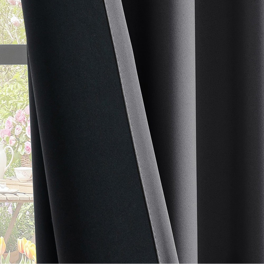 Smarcute Blockout Grommet Curtain with Black Liner Backing - 2X 132x160cm