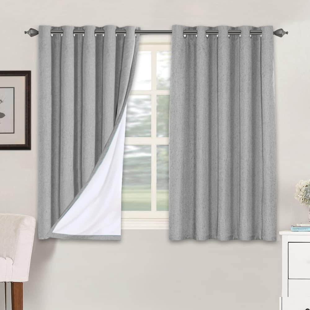 Smarcute Blockout Faux Linen Grommet Curtain - 2X 132x213cm