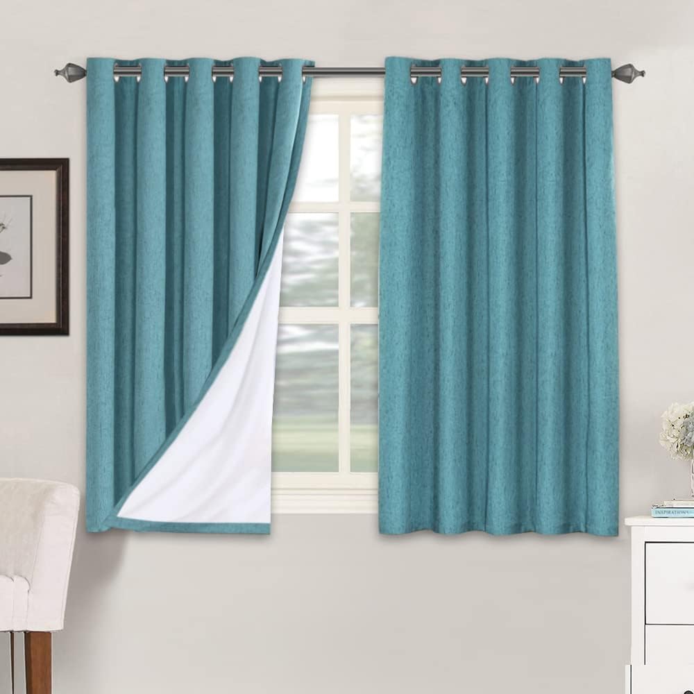 Smarcute Blockout Faux Linen Grommet Curtain - 2X 168x137cm