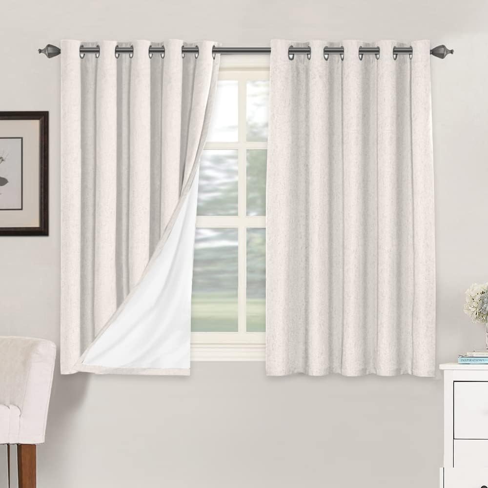 Smarcute Blockout Faux Linen Grommet Curtain - 2X 168x137cm