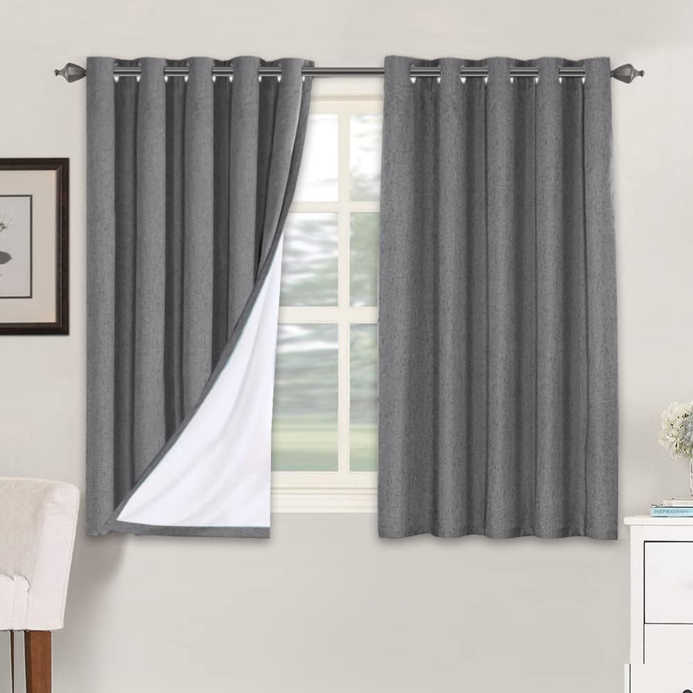 Smarcute Blockout Faux Linen Grommet Curtain - 2X 168x137cm