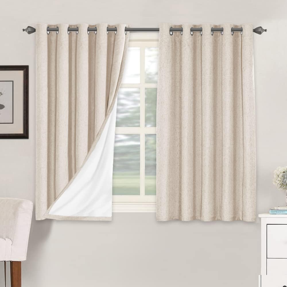 Smarcute Blockout Faux Linen Grommet Curtain - 2X 168x137cm