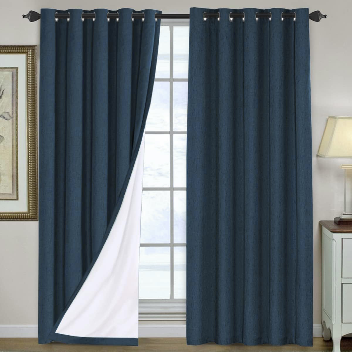 Smarcute Blockout Faux Linen Grommet Curtain - 2X 168x229cm