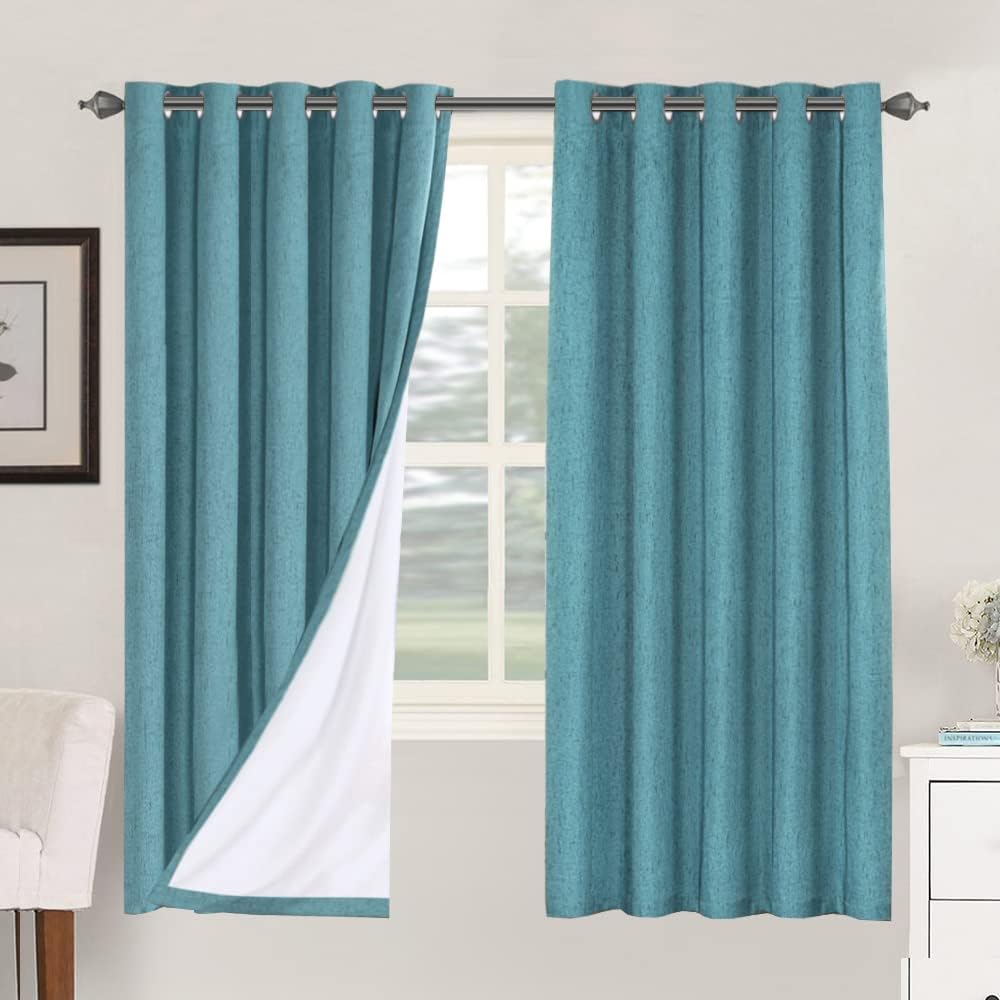 Smarcute Blockout Faux Linen Grommet Curtain - 2X 168x183cm