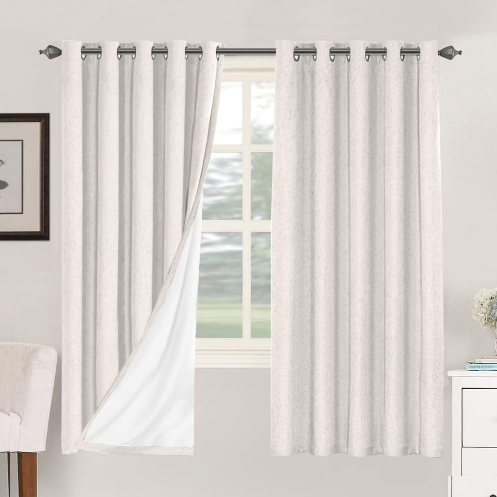 Smarcute Blockout Faux Linen Grommet Curtain - 2X 168x183cm