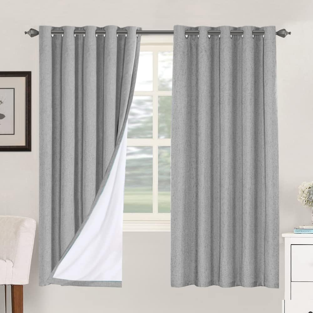 Smarcute Blockout Faux Linen Grommet Curtain - 2X 168x183cm