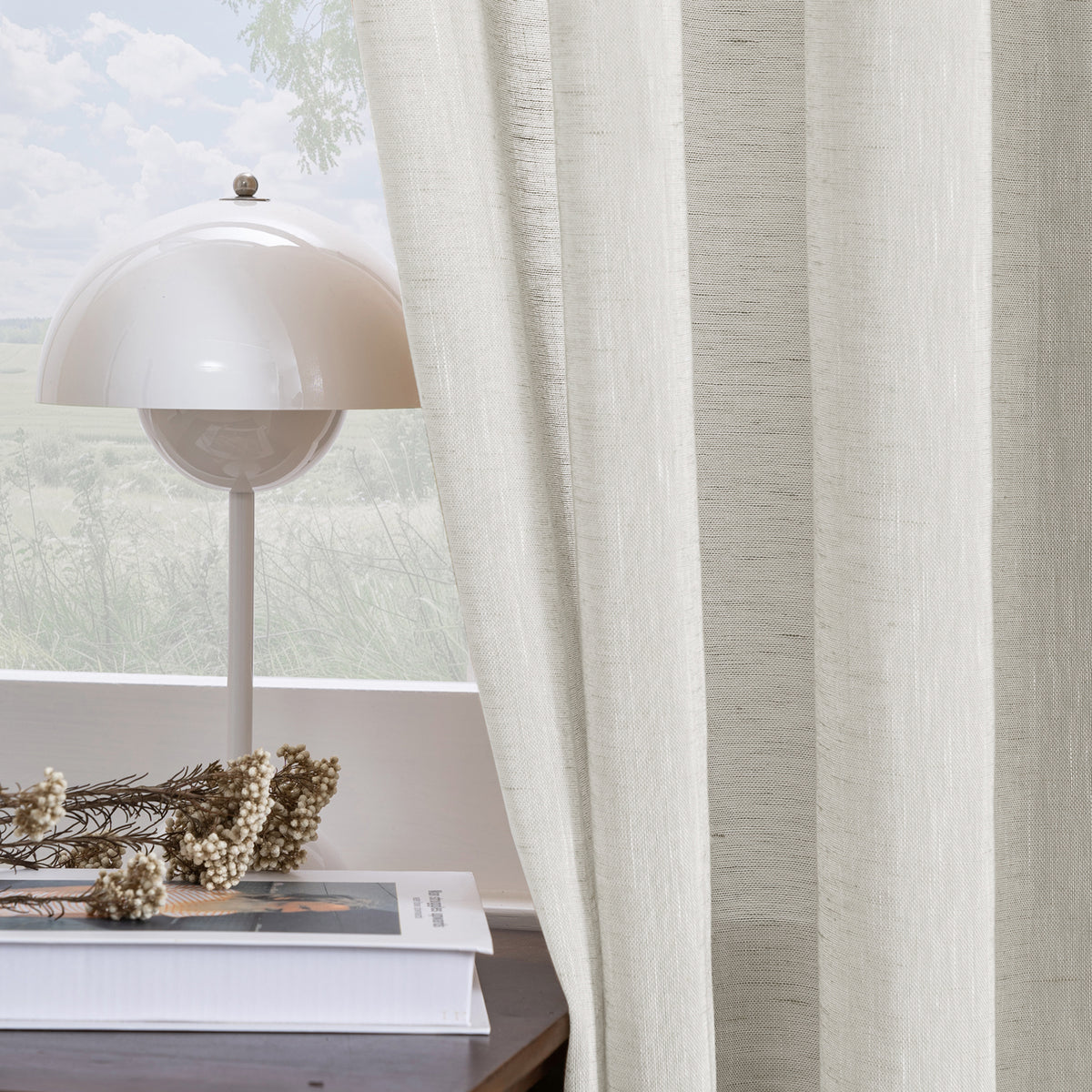 Smarcute Faux Linen Semi-sheer Grommet Curtain - 2X 132x274cm