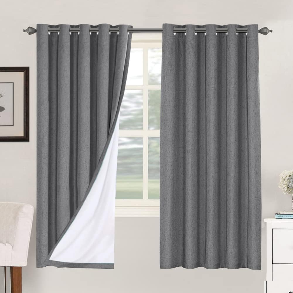 Smarcute Blockout Faux Linen Grommet Curtain - 2X 168x183cm