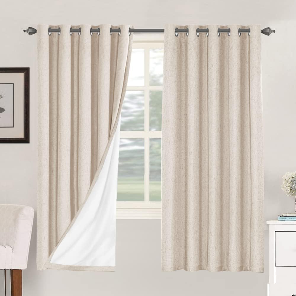 Smarcute Blockout Faux Linen Grommet Curtain - 2X 168x183cm
