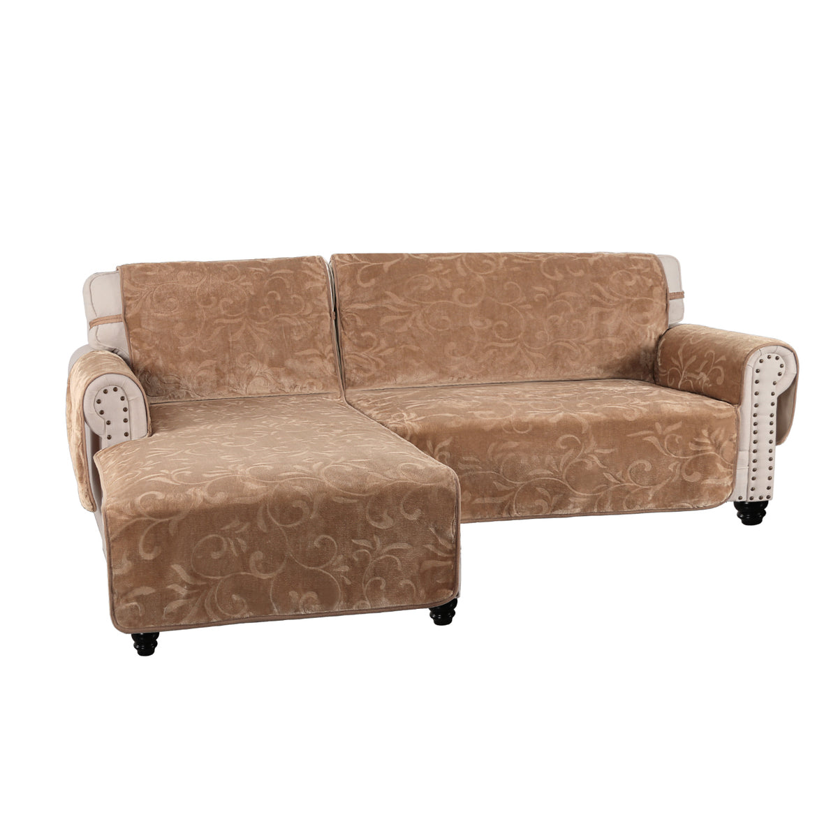 Smarcute Waterproof 2 Pieces Sectional L-shaped Velvet Sofa Lounge Cover
