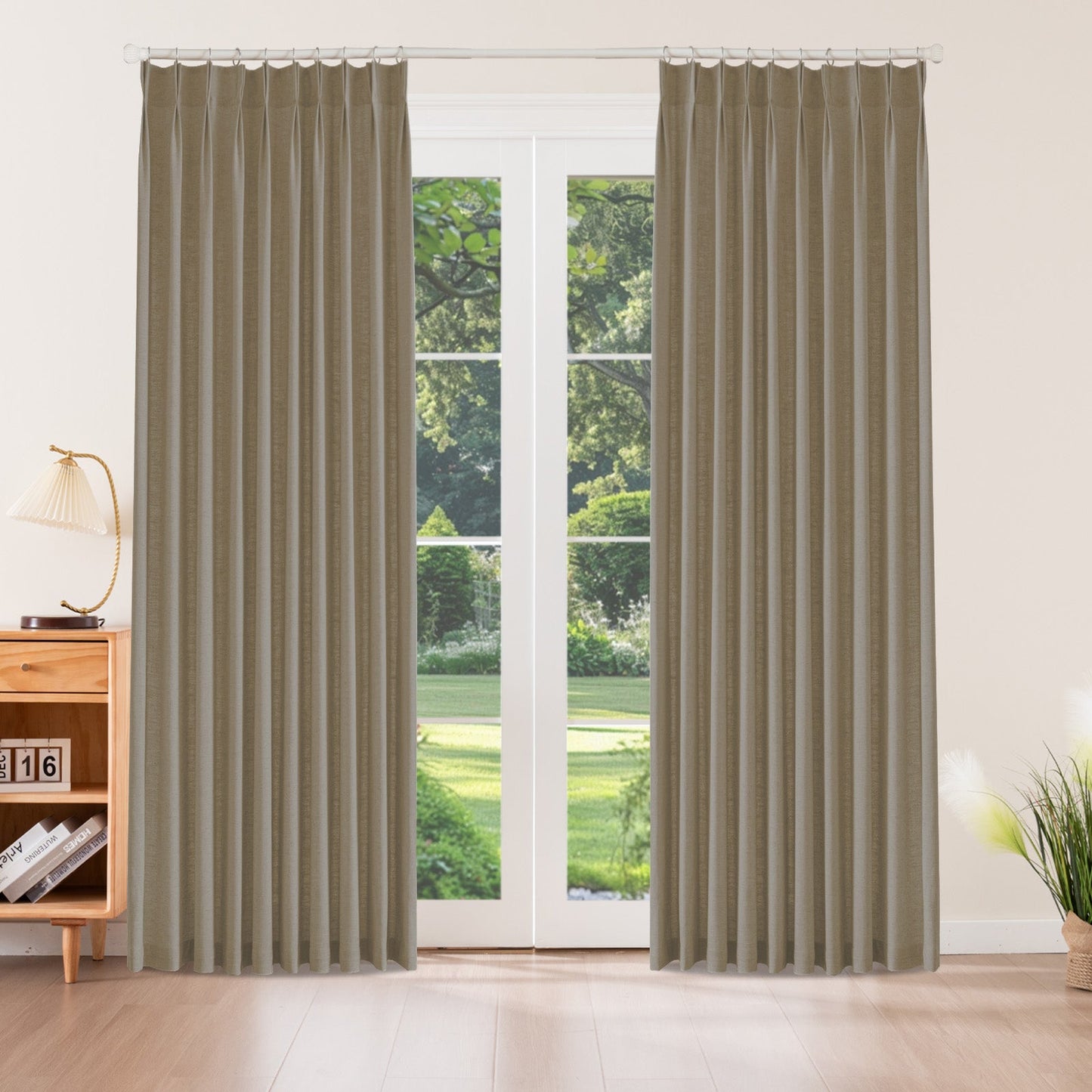 Caelis Textured Linen Cotton Blend Curtain Pleated