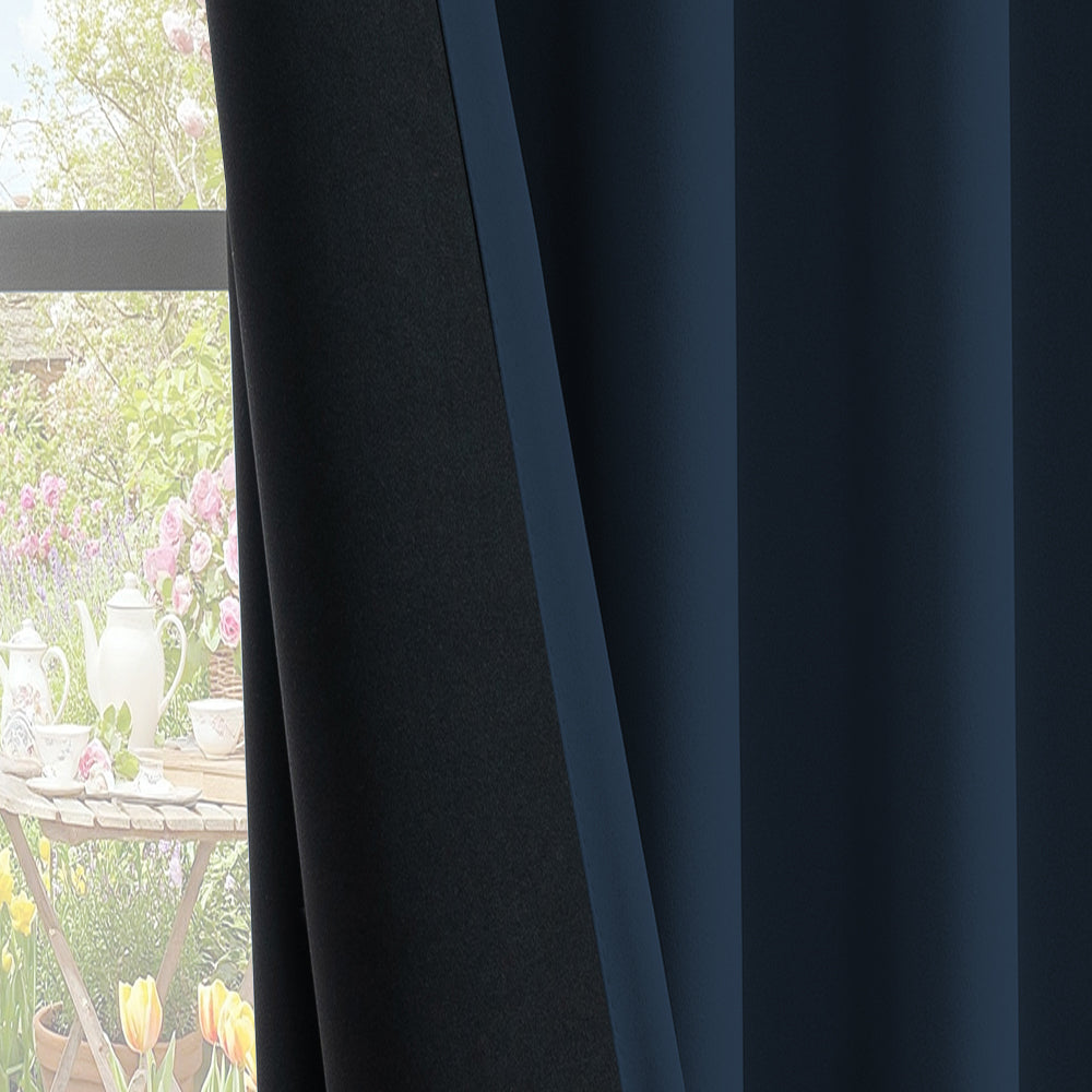 Smarcute Blockout Grommet Curtain with Black Liner Backing - 2X 132x213cm