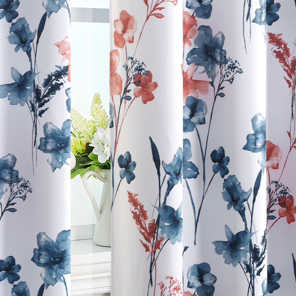 Smarcute Blockout Cattleya Floral Grommet Curtain - 2X 132x243cm