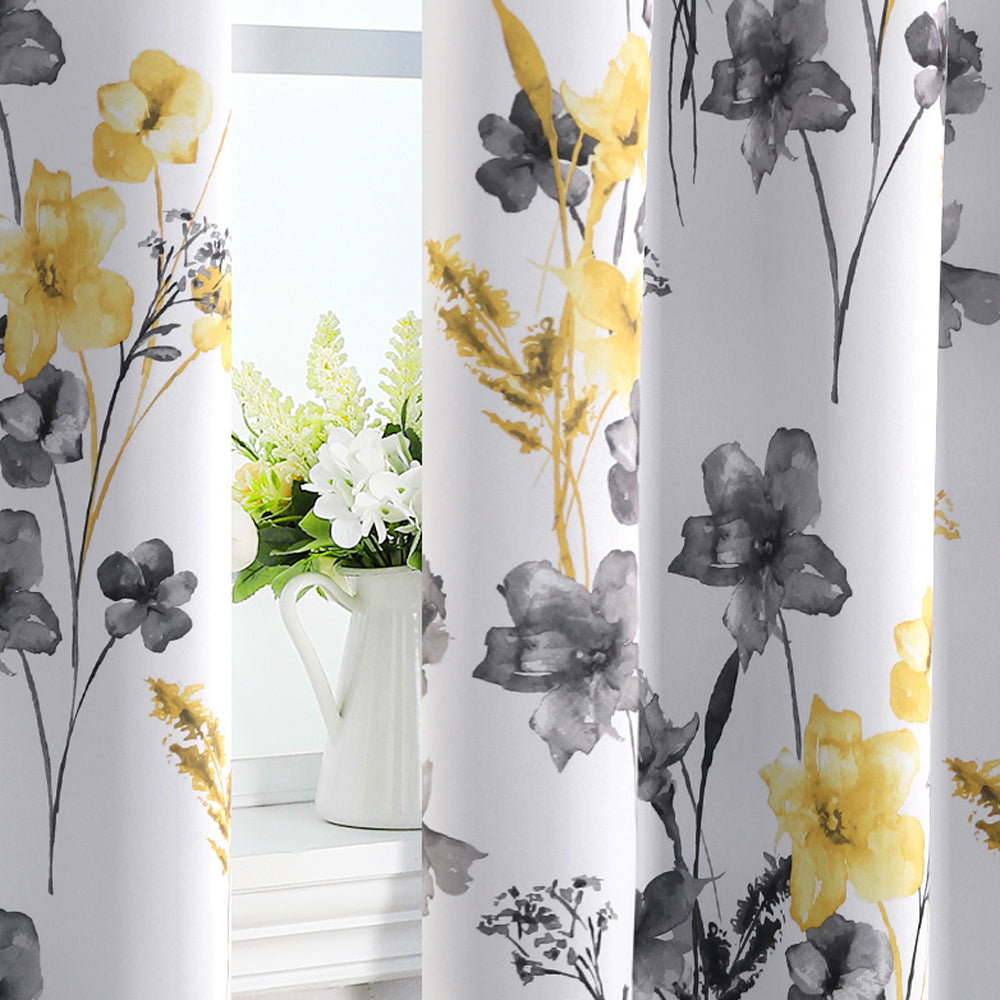 Smarcute Blockout Cattleya Floral Grommet Curtain - 2X 132x243cm