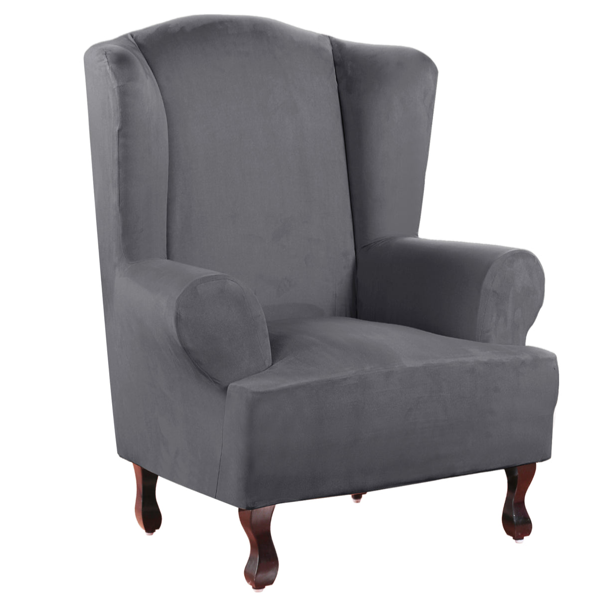 Smarcute Suede Wing Chair Cover Stretch Thick Sofa Slipcover
