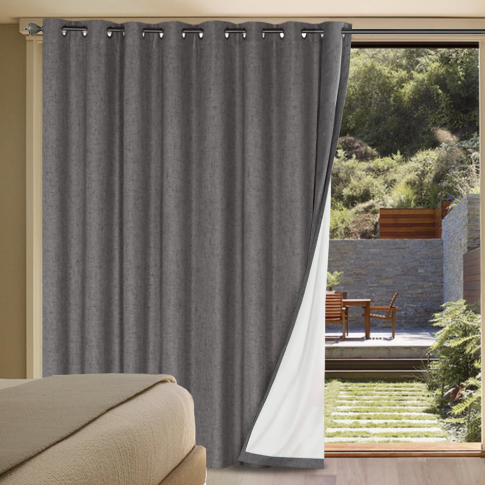 Smarcute Wide Blockout Faux Linen Grommet Curtain - 254x243cm
