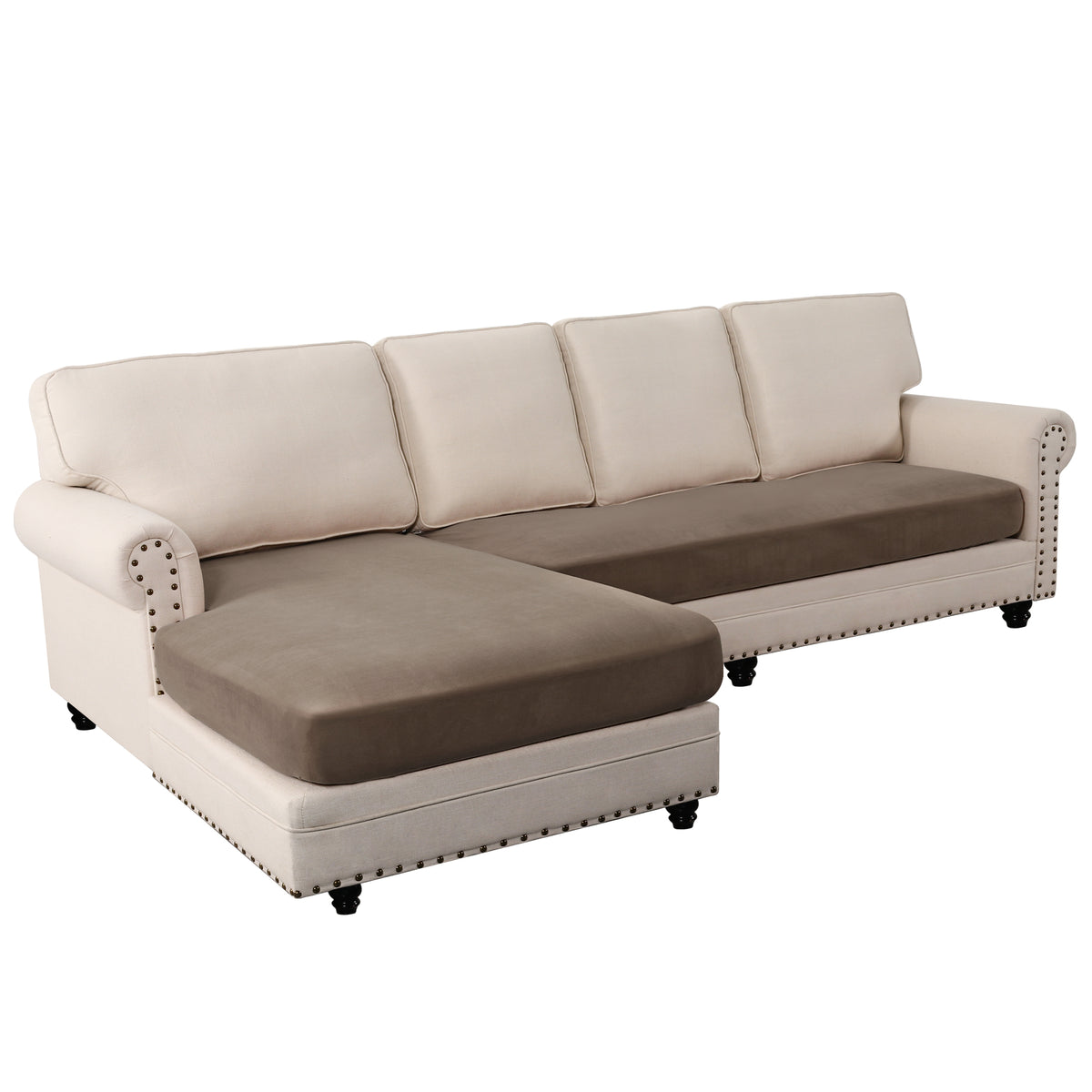 Smarcute 2 Piece Velvet Cushion Seat Covers for L Shape Sectional Sofa