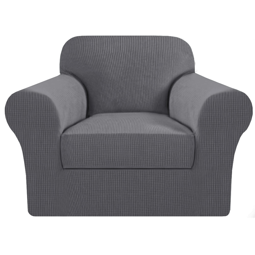 Smarcute 1 Seater 2-Piece Spandex Stretch Anti-Slip Sofa Cover
