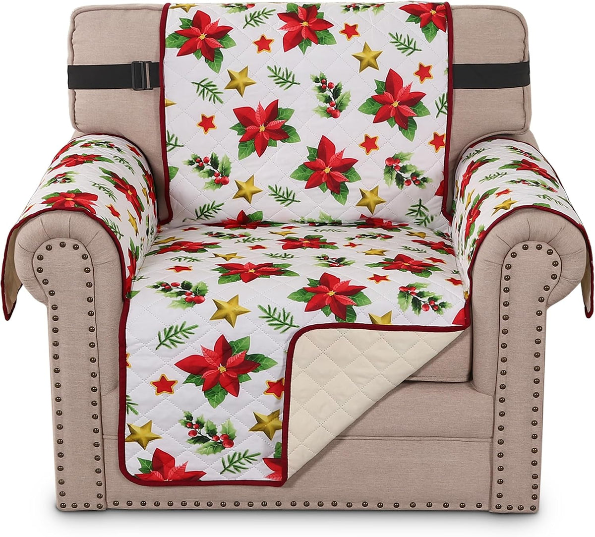 Smarcute 1 Seater Christmas Armchair Cushion with Straps