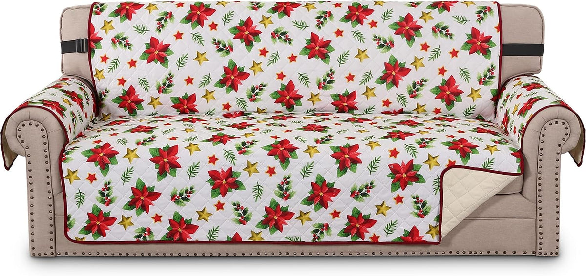 Smarcute 3 Seater Christmas Sofa Couch Cushion with Straps