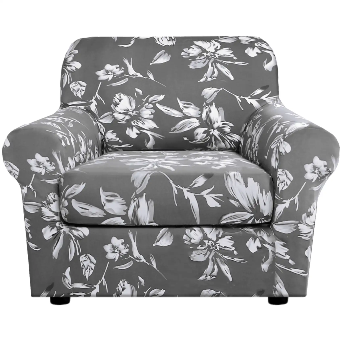 Smarcute 1 Seater Stretch Floral Pattern 2 Pieces Seperated Sofa Covers