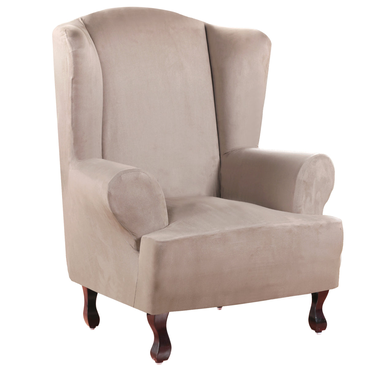Smarcute Suede Wing Chair Cover Stretch Thick Sofa Slipcover