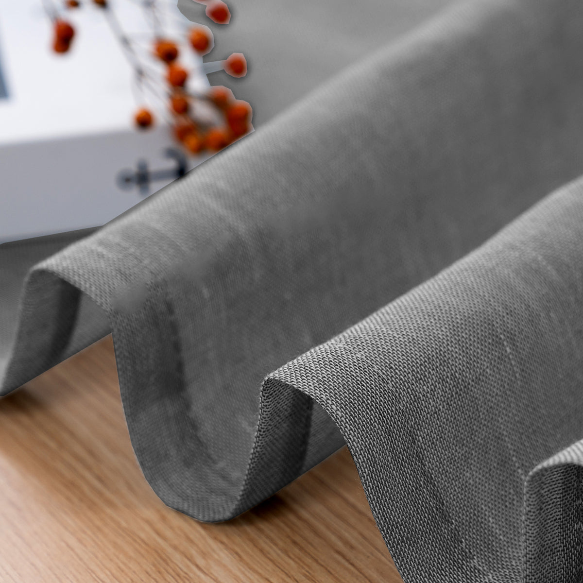 Smarcute Faux Linen Semi-sheer Grommet Curtain - 2X 132x243cm