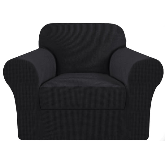 Smarcute 1 Seater 2-Piece Spandex Stretch Anti-Slip Sofa Cover