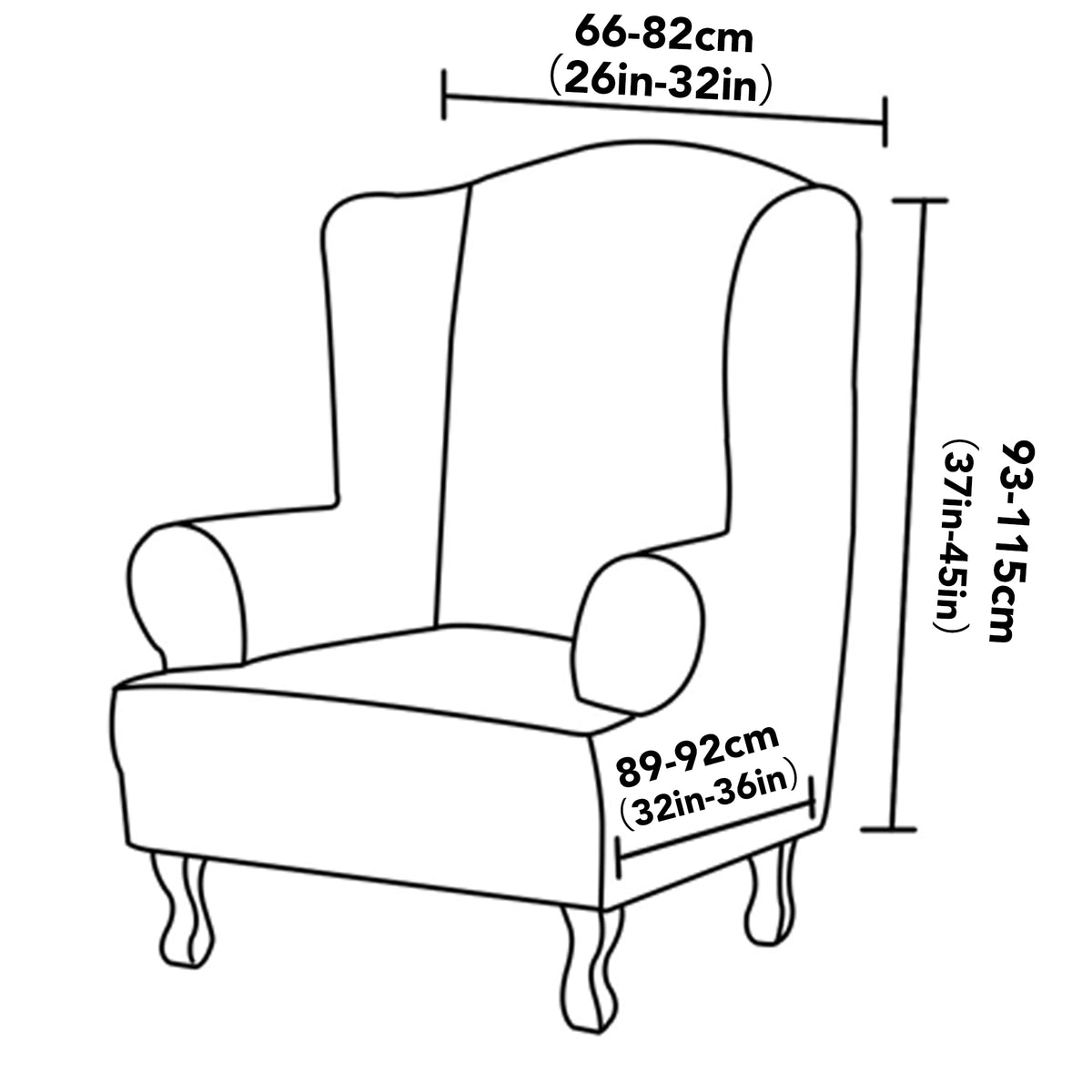 Smarcute Suede Wing Chair Cover Stretch Thick Sofa Slipcover