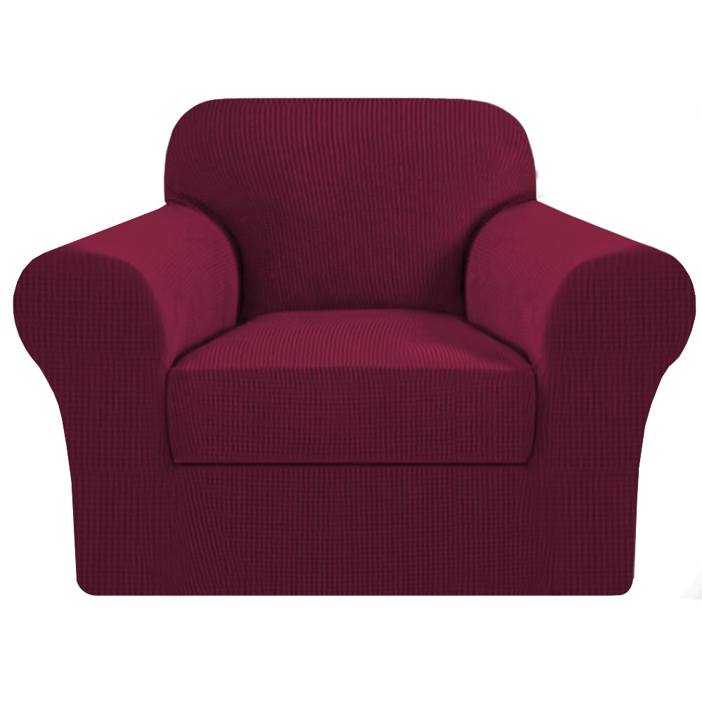 Smarcute 1 Seater 2-Piece Spandex Stretch Anti-Slip Sofa Cover