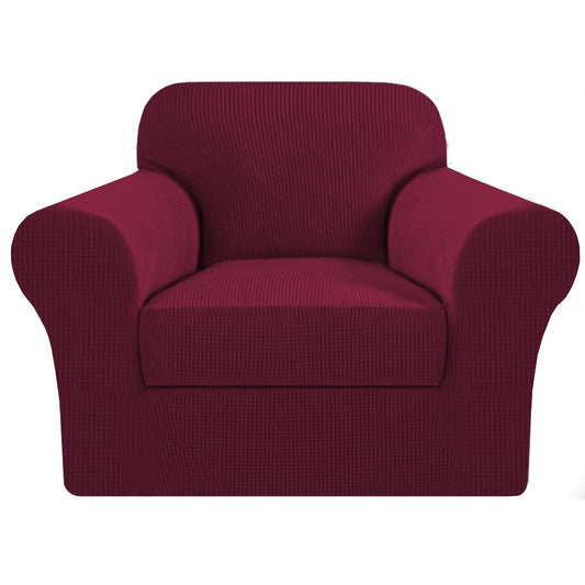 Smarcute 1 Seater 2-Piece Spandex Stretch Anti-Slip Sofa Cover