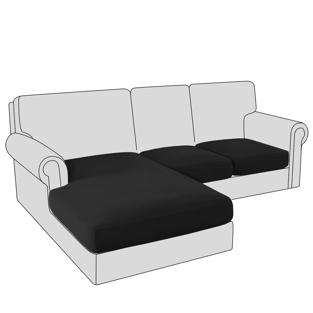Smarcute 3 Pieces Sectional Sofa Couch L-shape Lounge Cushion Seat Cover