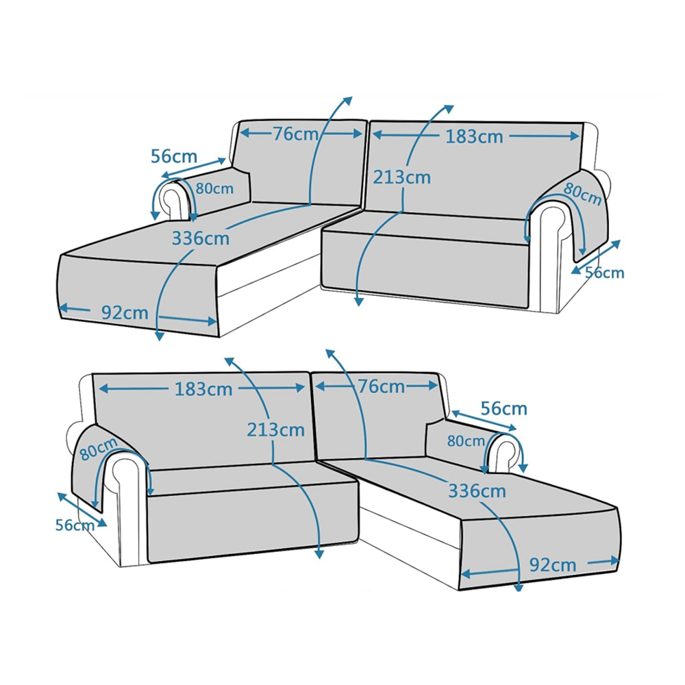 Smarcute 3 Seater and 1 Chaise Lounge L-shaped Reversible Sofa Cushion