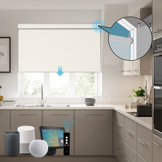 Hardwired Motorized Roller Shades 100% Blackout Vinyl