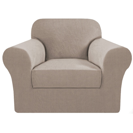 Smarcute 1 Seater 2-Piece Spandex Stretch Anti-Slip Sofa Cover